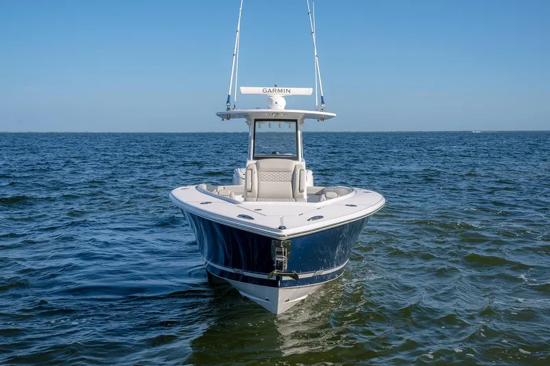 Slide: The Image of 2026 Jupiter 340LS boat on open water, featuring sleek design and advanced navigation. - 6