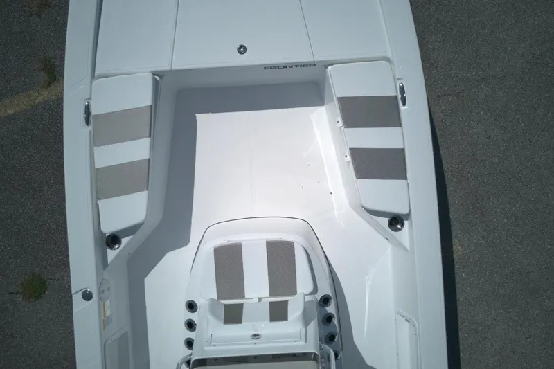 Slide: The Image of Aerial view of 2026 Frontier 2104 boat interior with cushioned seating. - 5