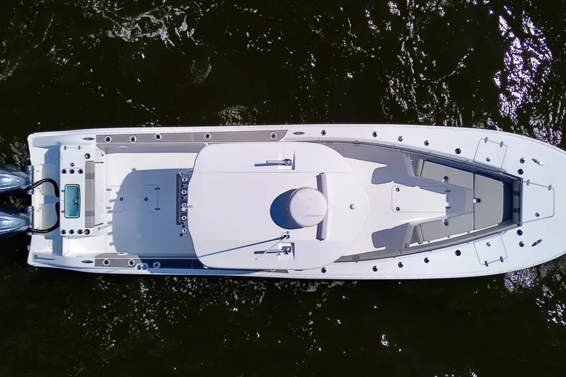 Slide: The Image of Aerial view of 2022 Cape Horn 34 XS boat on water. - 33