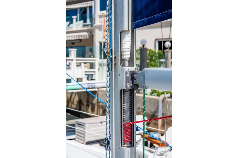 Slide: The Image of Close-up of a 2005 Catalina 36 MkII sailboat mast with rigging details. - 6