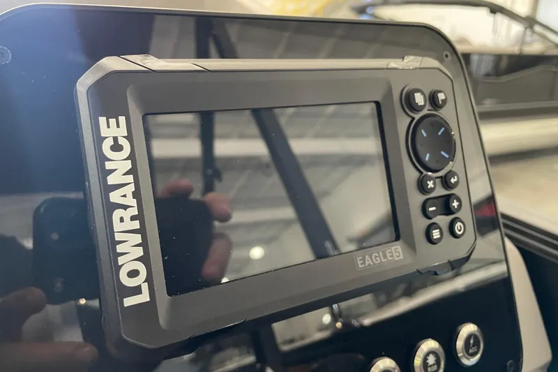 Slide: The Image of 2026 Barletta ARIA 22QC boat interior with luxurious beige seating and speaker system. - 26