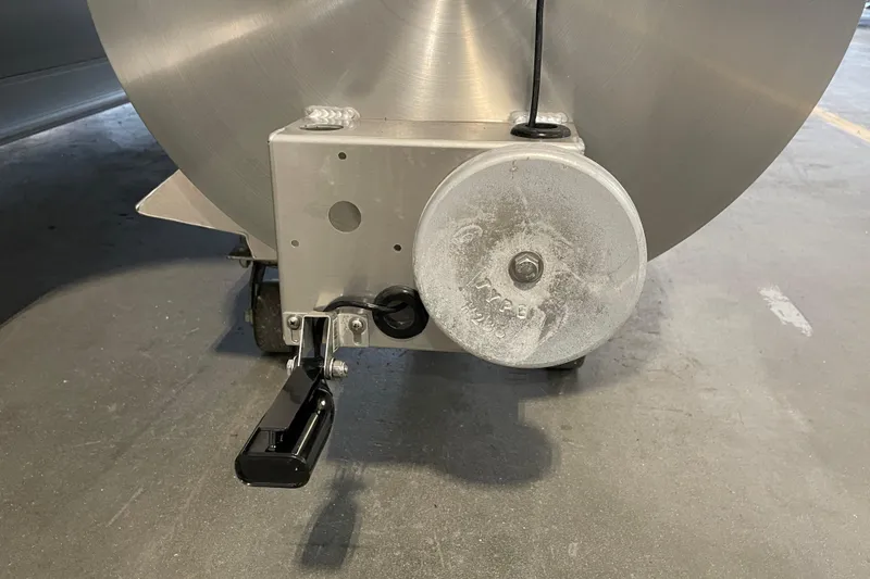 Slide: The Image of Close-up of Barletta ARIA 22QC 2026 boat trailer wheel mechanism. - 14