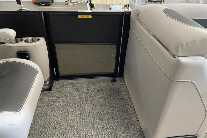 Slide: The Image of Interior of 2026 Barletta ARIA 22QC pontoon boat with seating and cup holders. - 30