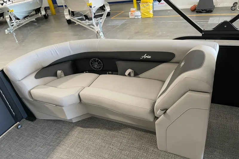 Slide: The Image of 2026 Barletta ARIA 22QC boat interior with sleek, modern seating design. - 33