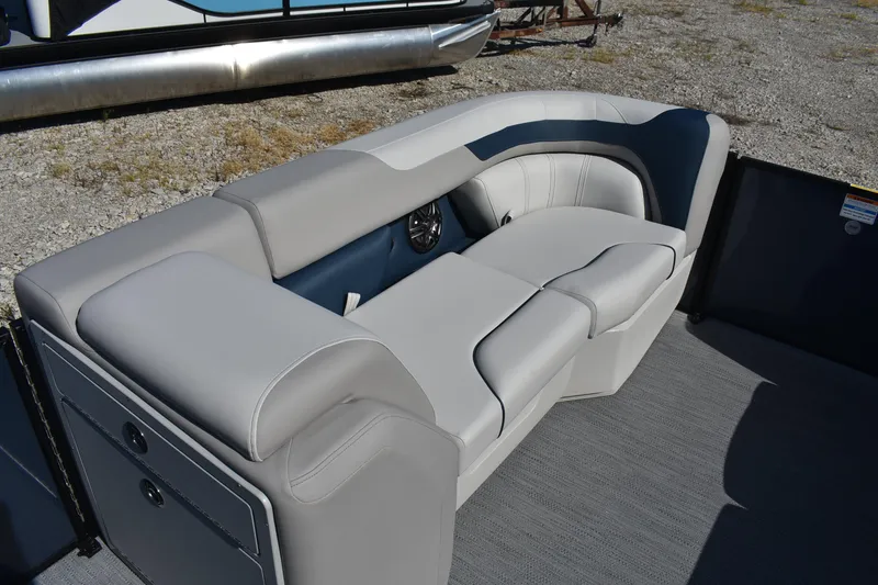 Slide: The Image of 2026 Godfrey Sweetwater 2086 C pontoon boat interior with plush seating. - 18