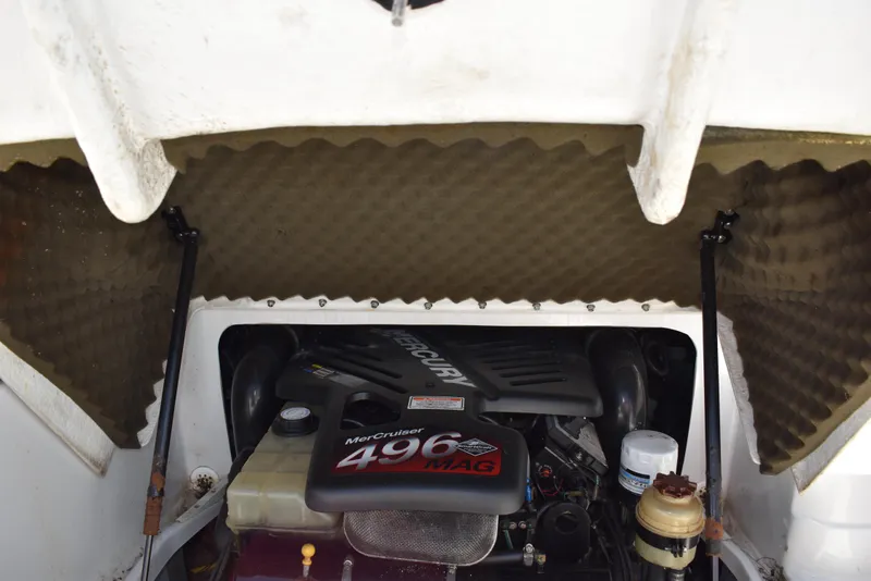 Slide: The Image of 2005 Crownline 275 CCR engine compartment with MerCruiser 496 MAG engine. - 42