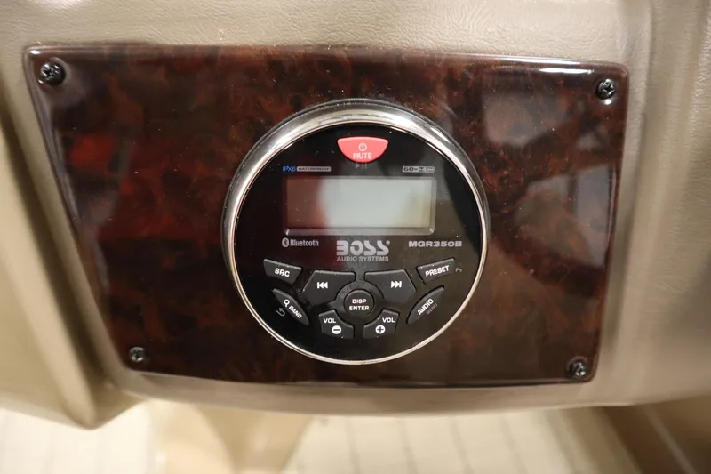 Slide: The Image of Close-up of a Boss MGR350B audio system on a 2018 Lowe 230 Retreat WT. - 23