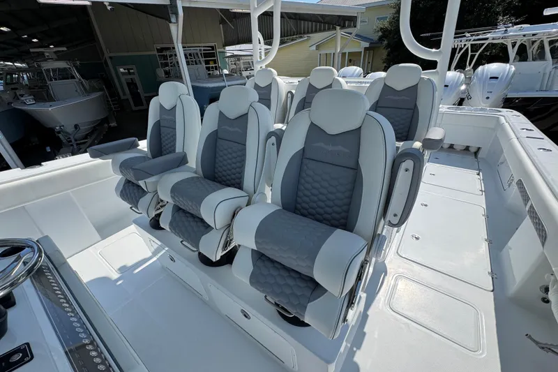 Slide: The Image of Luxury seating on 2026 Invincible 46 Catamaran, featuring modern design and comfort. - 30