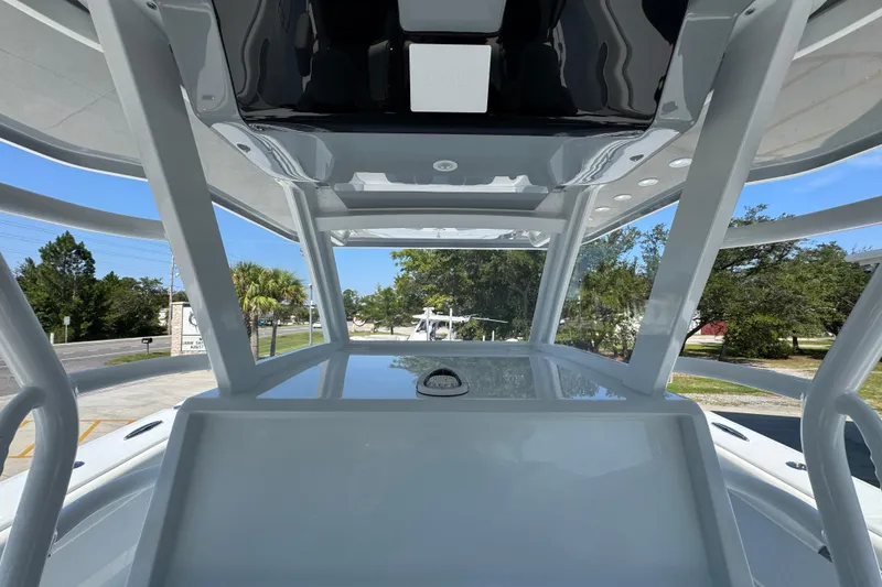 Slide: The Image of 2026 Invincible 46 Catamaran helm station with sleek design and panoramic view. - 35