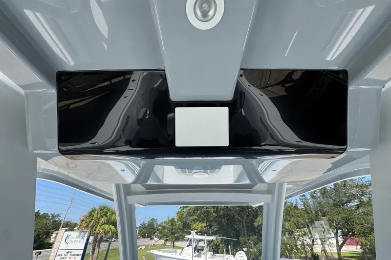 Slide: The Image of 2026 Invincible 46 Catamaran helm station with modern design and sleek black accents. - 36
