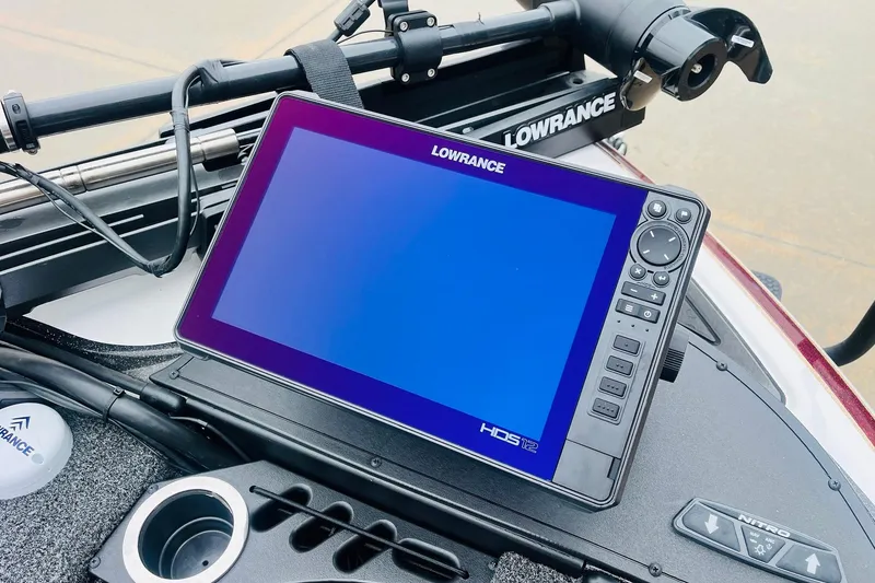 Slide: The Image of Lowrance HDS-12 fishfinder on 2021 Nitro Z19 Pro boat dashboard. - 16