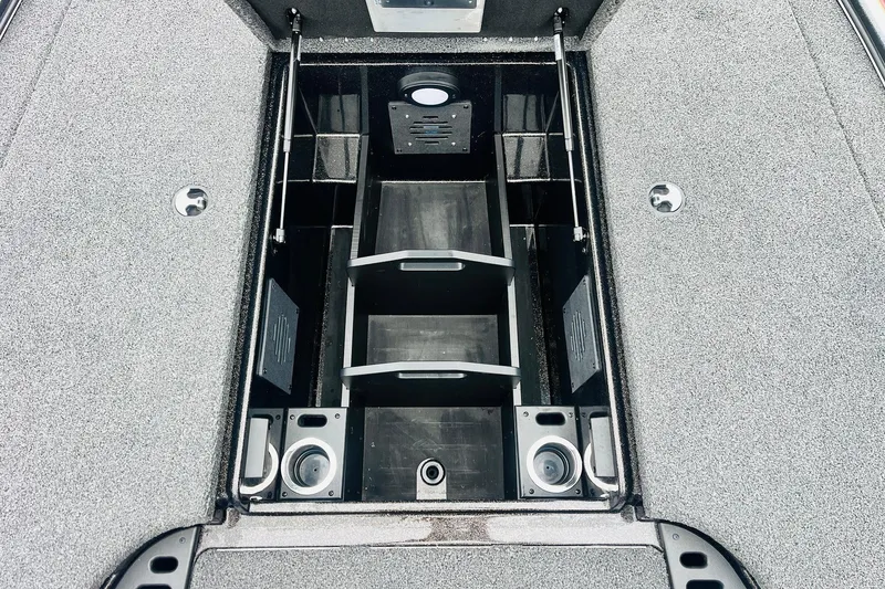 Slide: The Image of 2021 Nitro Z19 Pro boat storage compartments with organized interior layout. - 22