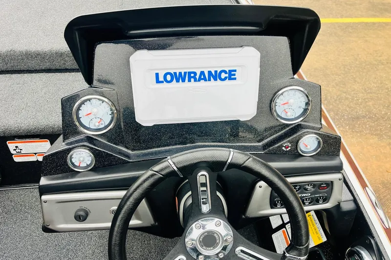 Slide: The Image of Dashboard of a 2021 Nitro Z19 Pro boat with Lowrance display and gauges. - 35