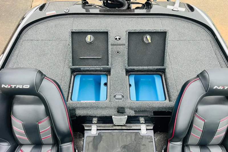 Slide: The Image of Interior of 2021 Nitro Z19 Pro boat with storage compartments and seats. - 45