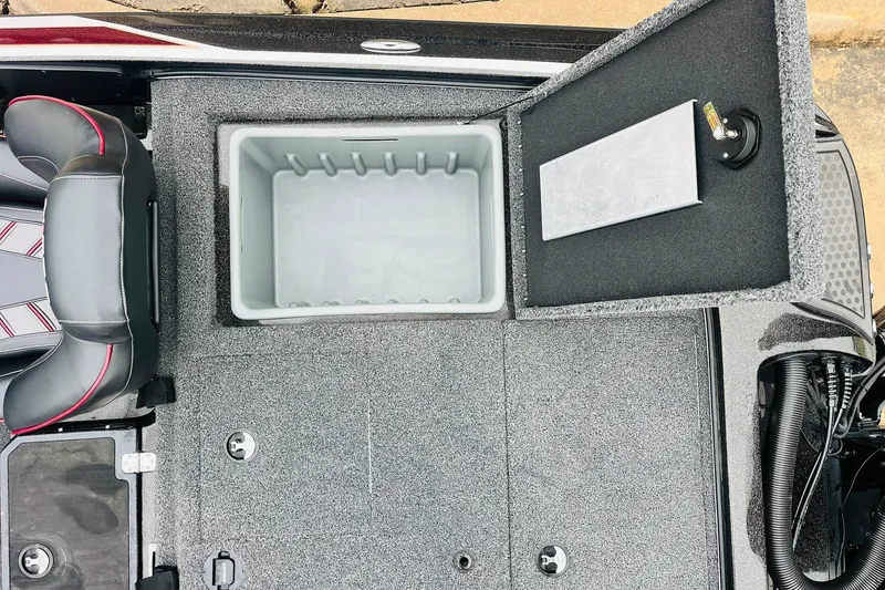 Slide: The Image of 2021 Nitro Z19 Pro boat interior with open storage compartment and seating. - 52