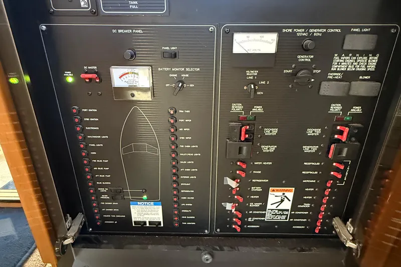 Slide: The Image of Electrical control panel of a 1999 Bayliner 3788 Command Bridge Motoryacht. - 27