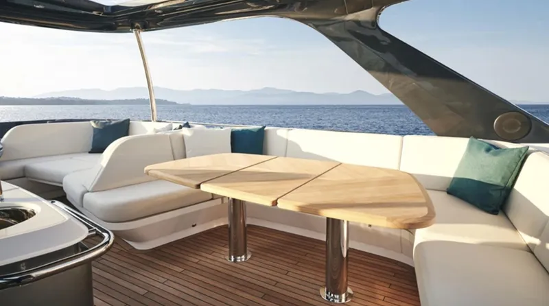 Slide: The Image of Luxurious seating area on 2025 Princess F65 yacht with ocean view. - 4