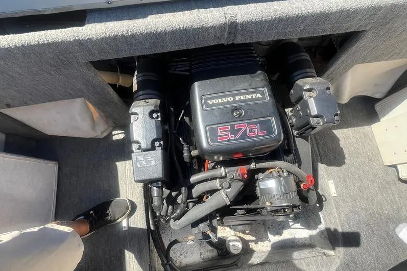 Slide: The Image of Volvo Penta 5.7GL engine in 1997 Reinell 240 boat, detailed view. - 8
