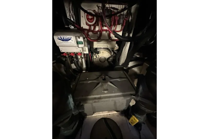 Slide: The Image of Engine room of 2001 Jupiter 35 Convertible boat with Reverso oil change system. - 32