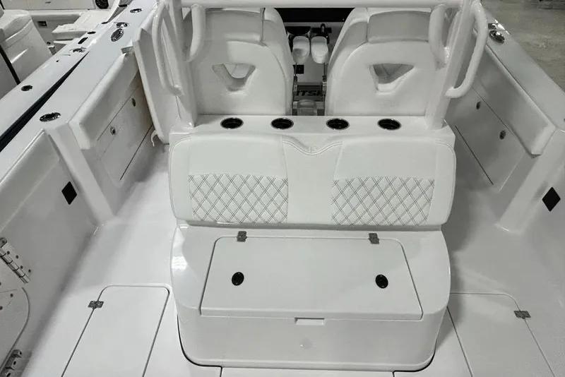 Slide: The Image of Interior view of 2026 Sportsman Heritage 321 Center Console with wood finish cabinetry. - 31