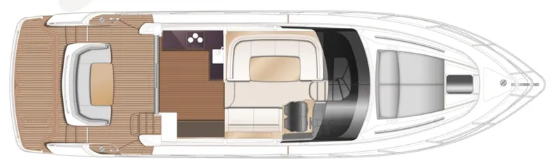 Slide: The Image of Top view layout of 2025 Princess F50 yacht, showcasing deck and interior design. - 35