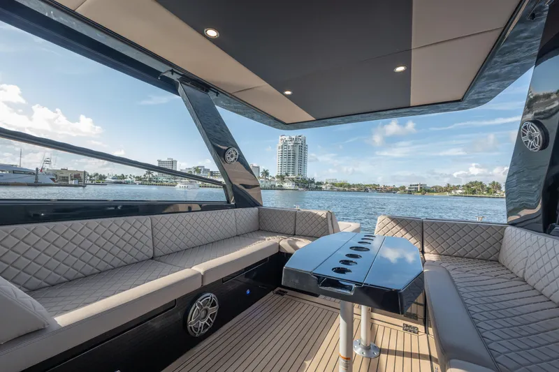 Slide: The Image of Luxurious interior of 2025 Colnago C38 OPEN yacht with waterfront view. - 12