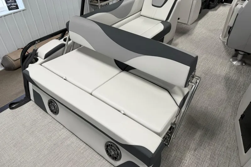 Slide: The Image of 2025 Avalon LSZ Cruise Rear Bench with sleek white and gray upholstery. - 10