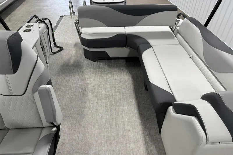 Slide: The Image of 2025 Avalon LSZ Cruise Rear Bench with modern gray and white seating design. - 19