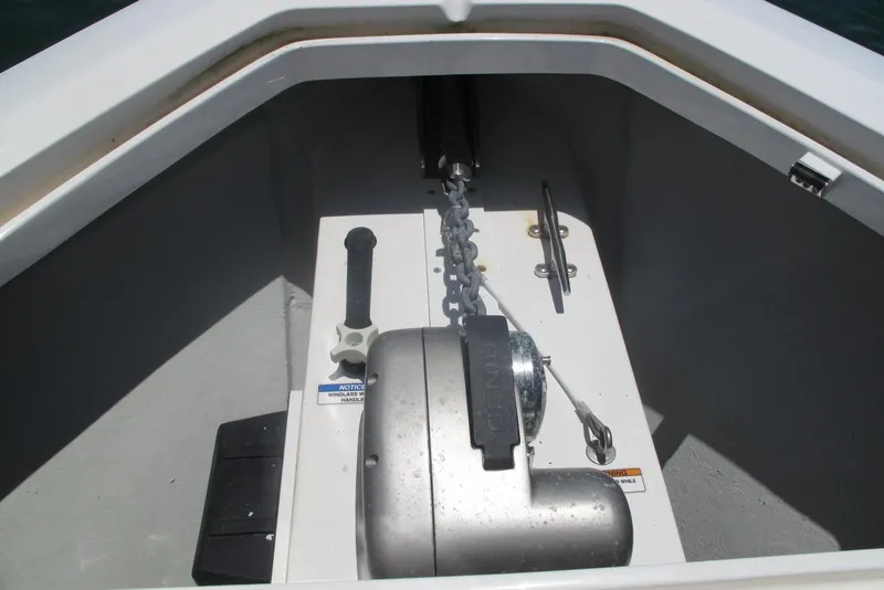Slide: The Image of 2024 SeaVee 370z anchor locker with chain and winch system. - 4