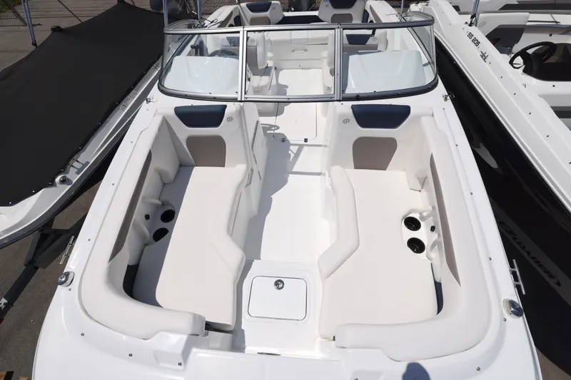 Slide: The Image of 2026 Hurricane SunDeck 2050 OB boat interior with spacious seating and modern design. - 3