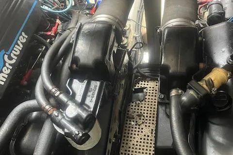 Slide: The Image of Engine components of a 1991 Sea Ray 370 Sedan Bridge with MerCruiser parts. - 3