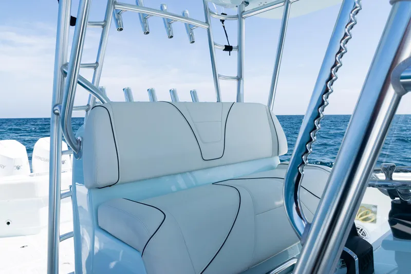 Slide: The Image of 2023 SeaVee 390Z boat dashboard with advanced navigation system and controls. - 19
