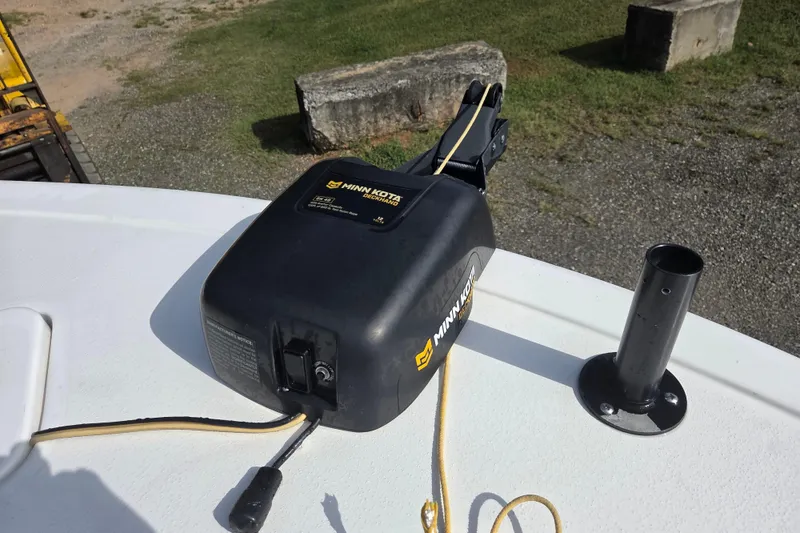 Slide: The Image of Minn Kota Deckhand on 2021 Tidewater 220 LXF boat, outdoor setting. - 11