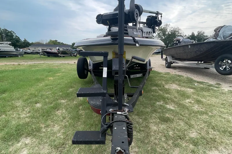 Slide: The Image of 2008 Ranger 520VX boat on trailer in outdoor storage area. - 1