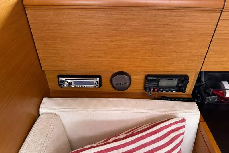 Slide: The Image of Interior of 2013 Jeanneau 409 yacht with radio and control panel. - 28