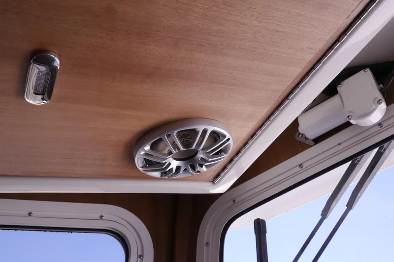 Slide: The Image of Ceiling view of 2013 American Tug 395 with speaker and light fixture. - 54