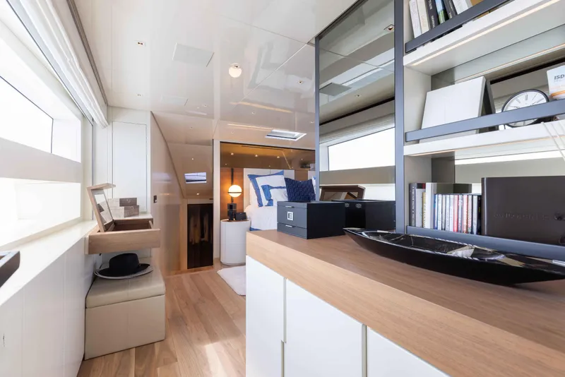 Slide: The Image of Luxurious interior of 2024 Sanlorenzo SL90A yacht with modern design and elegant furnishings. - 41