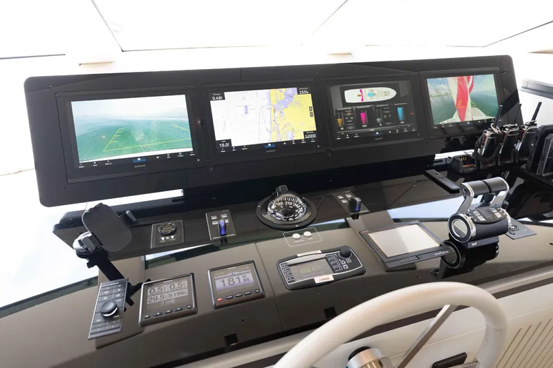 Slide: The Image of Control panel of 2024 Sanlorenzo SL90A yacht with advanced navigation displays. - 60
