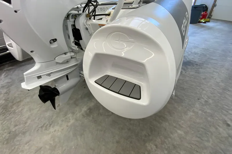 Slide: The Image of 2026 Gala V500 boat engine detail in a garage setting. - 14
