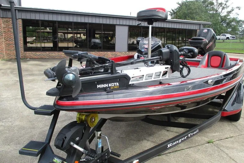 Slide: The Image of 2020 Ranger Z519 boat with Minn Kota Ultrex motor on trailer. - 9