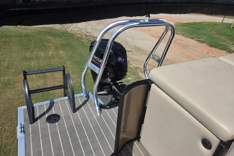 Slide: The Image of 2023 Bentley Pontoons Legacy Cruise with Mercury outboard motor and swim ladder. - 12