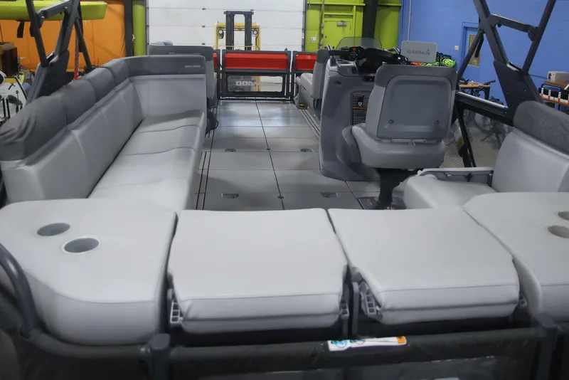 Slide: The Image of 2022 Sea Doo Switch interior with spacious seating and modern design. - 9