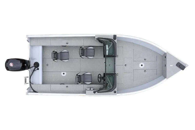 Slide: The Image of Manufacturer Provided Image: 2025 Lund 2075 Alaskan Sport boat, top view, spacious interior, three seats, outboard motor. - 36