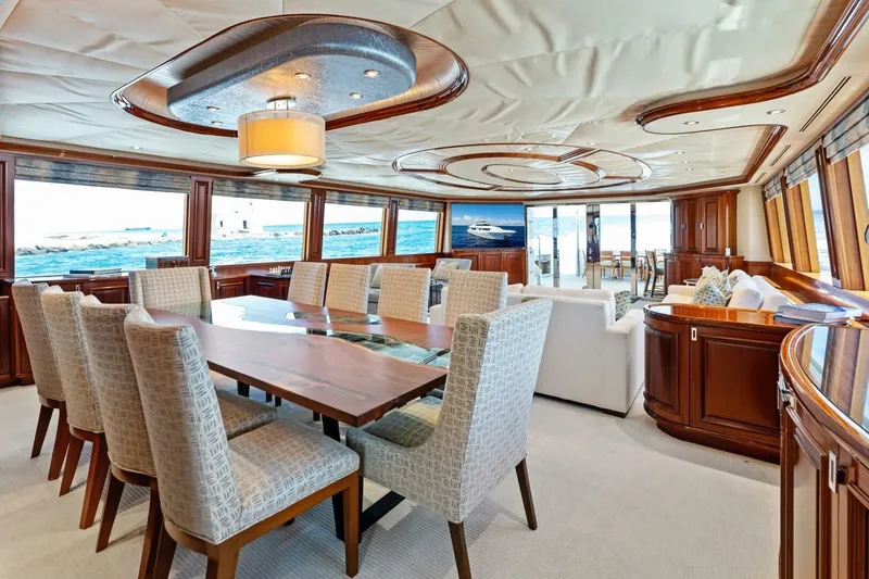 Slide: The Image of Luxurious interior of 2011 Westport yacht with elegant dining area and ocean views. - 39