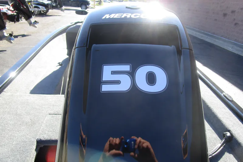 Slide: The Image of 2026 Tracker Super Guide V-16 boat with Mercury 50 horsepower engine. - 9