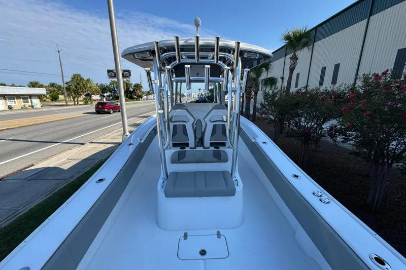 Slide: The Image of 2026 Cape Horn 31 T boat console with Garmin navigation, sleek design, and modern features. - 13