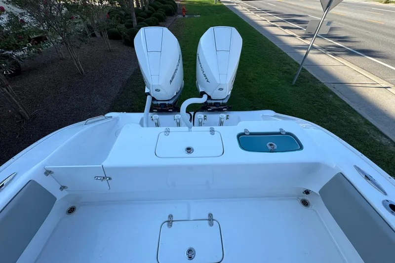 Slide: The Image of 2026 Cape Horn 31 T boat interior with seating and storage compartments. - 10