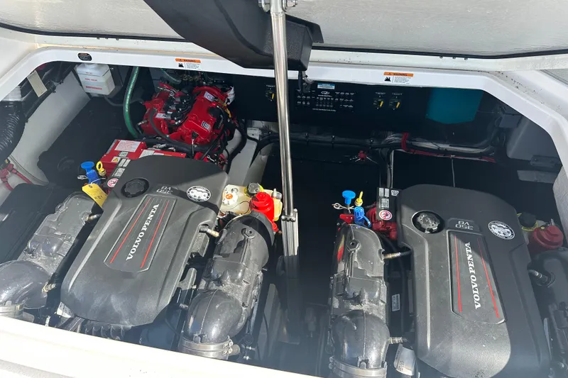 Slide: The Image of Engine compartment of 2023 Regal 36 Grande Coupe with Volvo Penta engines. - 48