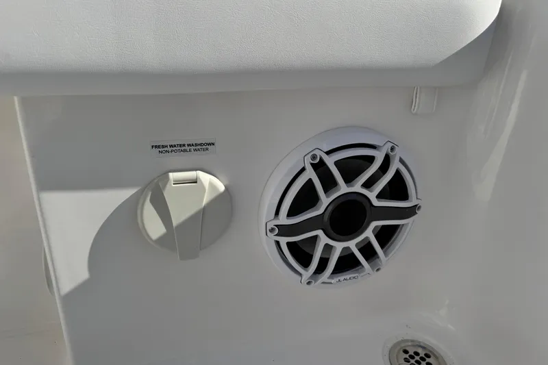 Slide: The Image of 2026 Caymas 24 HB boat with fresh water washdown and JL Audio speaker. - 30