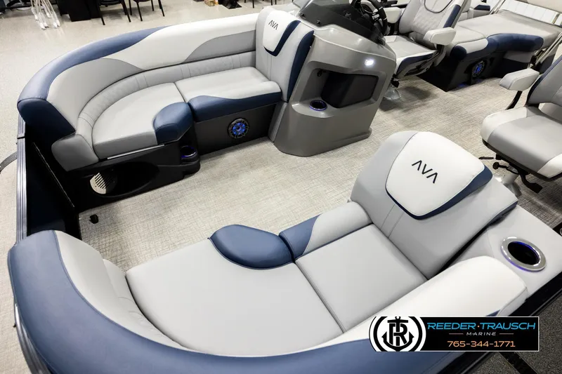 Slide: The Image of 2026 Avalon LSZ QLS pontoon boat interior with luxurious seating and modern design. - 10